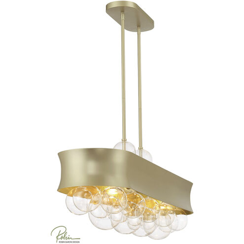 Verdi Square 6 Light 38.75 inch Soft Gold With Gold Leaf Island Light Ceiling Light